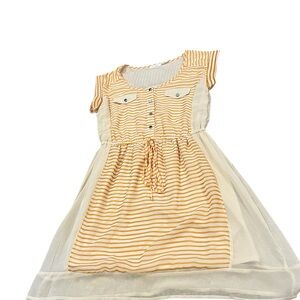 Blu Pepper Yellow and Cream Striped Casual Dress